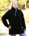 New Hand Knitted Mohair Sweater Shawl Collar BLACK