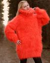 THICK Hand Knitted Mohair Sweater Red Orange Melan