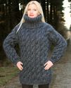 1.8 KG Hand Knitted Mohair Sweater THICK GRAY Cabl