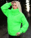 New Hand Knitted Mohair Sweater NEON GREEN Pullove