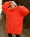 THICK Hand Knitted Mohair Sweater Red Orange Melan