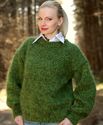 New Hand Knitted Mohair Sweater Fluffy GREEN MELAN
