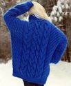1.7 KG Hand Knitted Mohair Sweater BLUE Fuzzy Pull