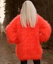 THICK Hand Knitted Mohair Sweater Red Orange Melan