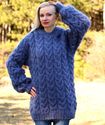 2.2 KG Hand Knitted Mohair Sweater BLUE Handmade F