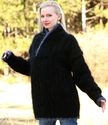 New Hand Knitted Mohair Sweater Shawl Collar BLACK