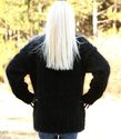 New Hand Knitted Mohair Sweater Shawl Collar BLACK