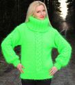 New Hand Knitted Mohair Sweater NEON GREEN Pullove