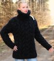 1.7 KG Hand Knitted Mohair Sweater BLACK Fuzzy Thi