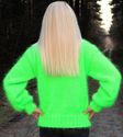 New Hand Knitted Mohair Sweater NEON GREEN Pullove