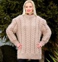 1.73 KG Hand Knitted Mohair Sweater BEIGE Thick Fu
