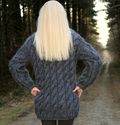 1.8 KG Hand Knitted Mohair Sweater THICK GRAY Cabl