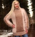 BN Gorgeous Hand Knitted Mohair Sweater Beige Mult