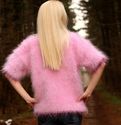 New Hand Knitted Mohair Sweater PINK Spring Fuzzy 
