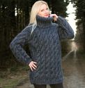 1.8 KG Hand Knitted Mohair Sweater THICK GRAY Cabl