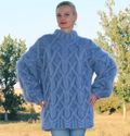 1.6 KG Hand Knitted Mohair Sweater Light Blue Mens