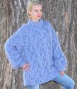1.6 KG Hand Knitted Mohair Sweater Light Blue Mens