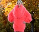 New Hand Knitted Mohair Sweater Fuzzy Cowlneck NEO