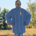 1.6 KG Hand Knitted Mohair Sweater Light Blue Mens