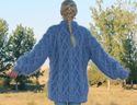 1.6 KG Hand Knitted Mohair Sweater Light Blue Mens