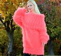 New Hand Knitted Mohair Sweater Fuzzy Cowlneck NEO
