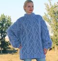 1.6 KG Hand Knitted Mohair Sweater Light Blue Mens