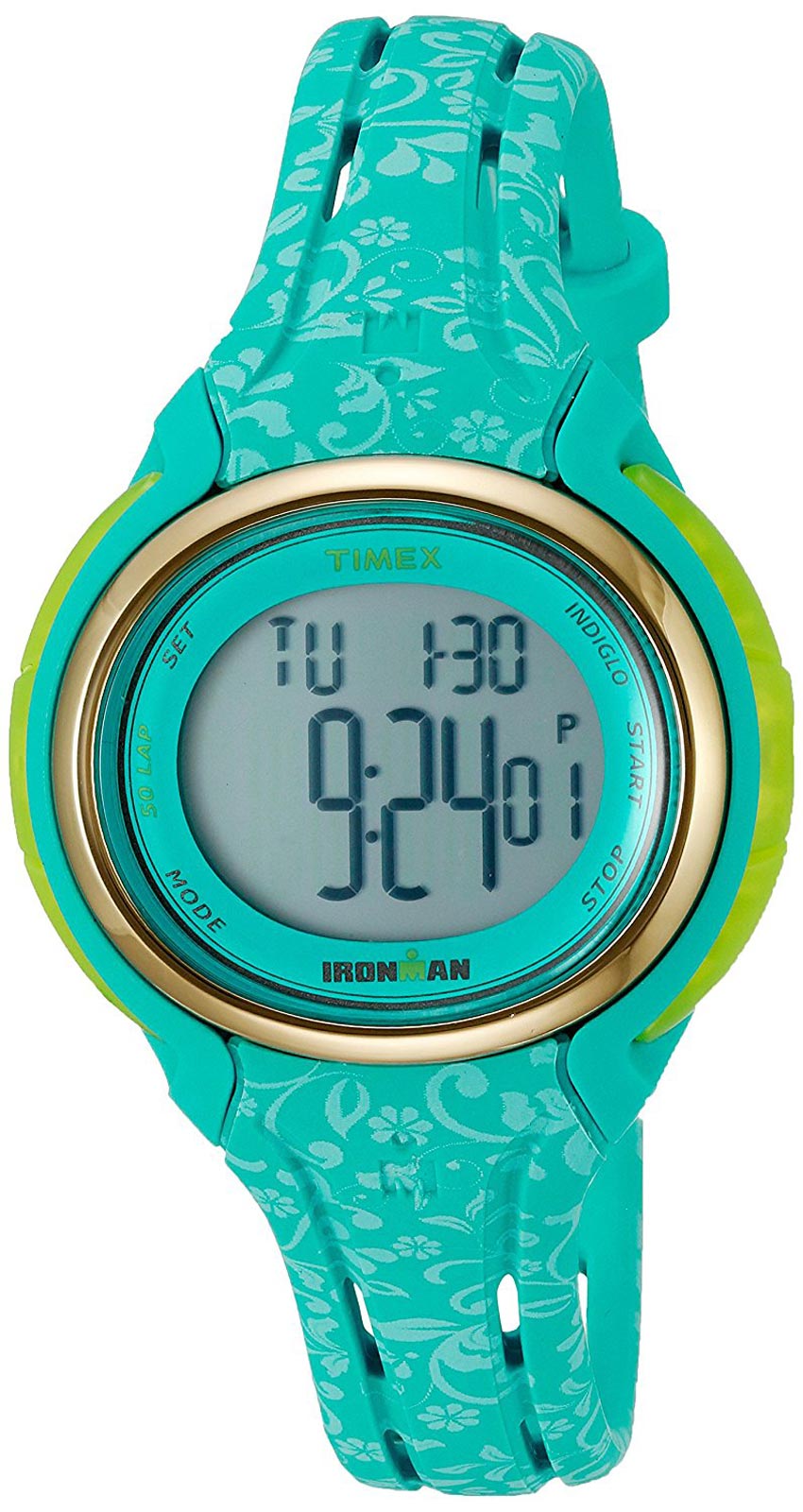 New TIMEX TW5M03100 Ironman Women's Digital Sport Watch Green Silicone