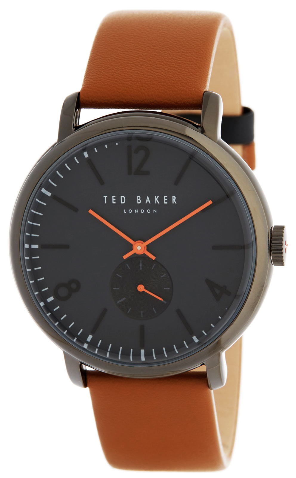 TED BAKER London TE50015012 Mens Analog Black Steel Watch Brown Leather ...