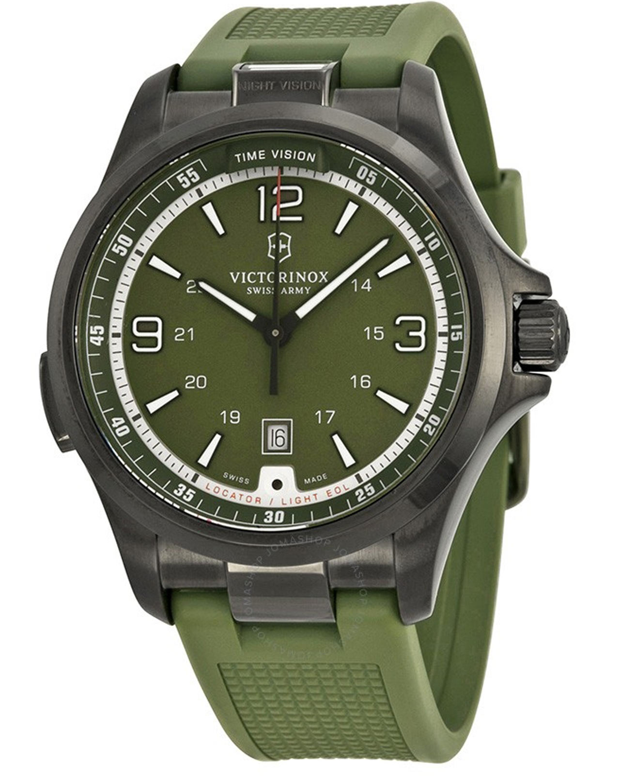 Victorinox Swiss Army 241595 Night Vision Men' Steel Watch Green Rubber