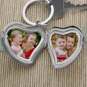 Heart Locket 2-Photo Engraved Key Ring