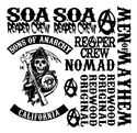 SONS OF ANARCHYSHEET OF VINYL DECALS STICKERS SOA 