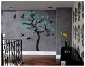 LARGE VINYL WALL ART  TREE WITH FLOWERS LEAVES DEC