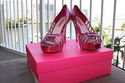 $225 NIB BETSEY JOHNSON PINK PEEP TOE PLATFORM PUM