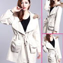 New Beige Winter Hooded Long Jacket coat One Size