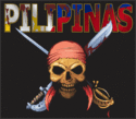 Philippines flag logo with pilipinas on black back