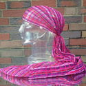 Sheer Headwrap Handwoven Pink Scarf Open Net Hair 