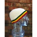 Cream & Reggae Winter Hat Cotton Hand Made Fold Up