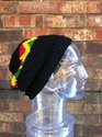 Folded Brim Hat Reggae & Black Cotton Handmade Tob