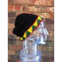 Reggae & Black Winter Hat Cotton Hand Made Fold Up