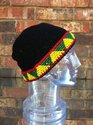 Reggae & Black Winter Hat Cotton Hand Made Fold Up