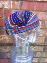 Large Headband Purple Stripes Handwoven Cotton Hai