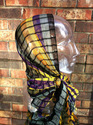 Sheer Multicolor Purple Yellow Headwrap Handwoven 