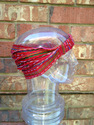 Medium Headband Red stripes Handwoven Cotton Hair 
