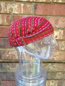 Small Headband Red Thin Stripes Handwoven Cotton H