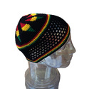 Large Size Long Skull Cap Beanie Black Reggae hand