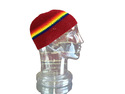 Large Long Skull Cap Beanie Red Maroon Rainbow Lig