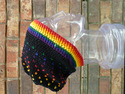 Folded Brim Hat Rainbow & Black Handmade Cotton To