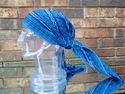 Short Headwrap Hair Scarf Blue Handwoven Breathabl