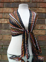 Sheer Headwrap Handwoven Earthtone Black Scarf Ope