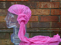 Sheer Headwrap Handwoven Solid Pink Scarf Open Net